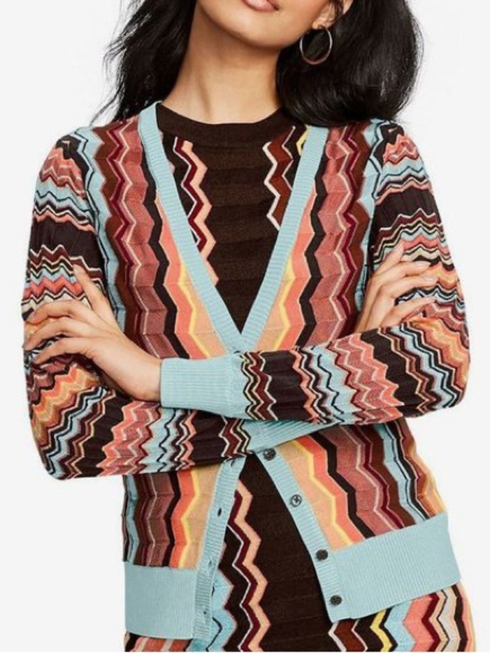 Missoni for Target Womens Retro Colore Zig Zag Long Sleeve Button Front Cardigan